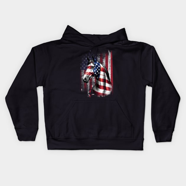 American Flag Horse Kids Hoodie by Che Tam CHIPS
